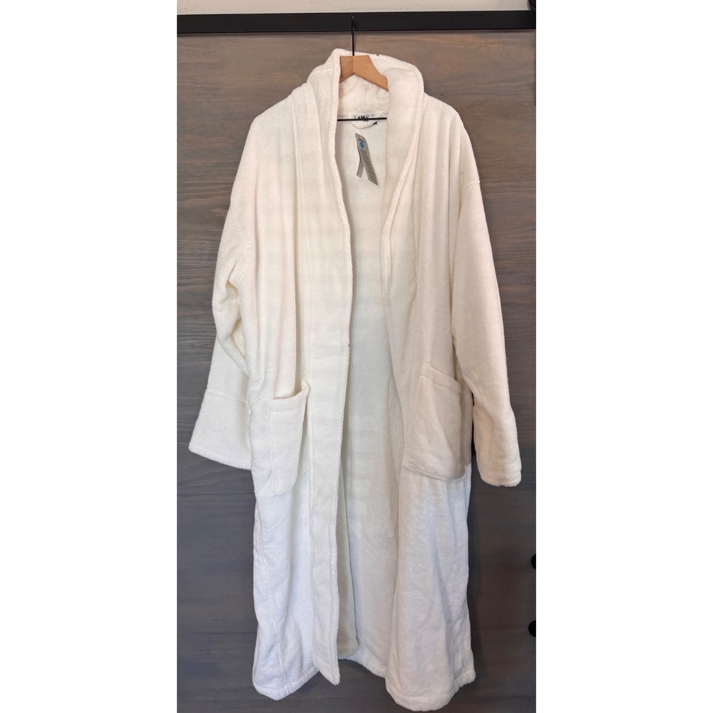 Arus Turkish Cotton Bathrobe XL Cream White Terry Cloth Shawl Collar Spa Robe